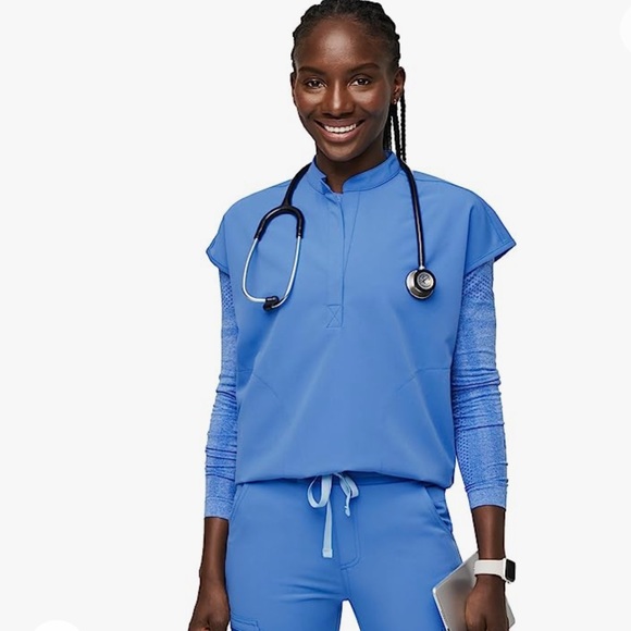 Tops - Figs Rafaela Scrub Top - Capri Blue